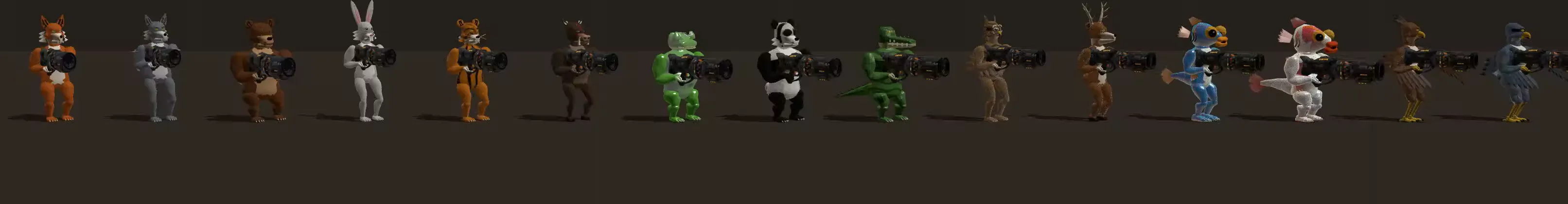 All fifteen species in a row